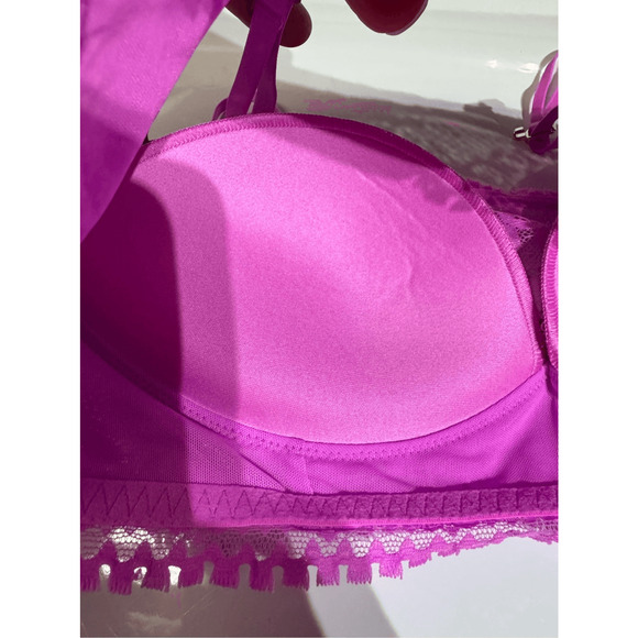 Aerie Pink Wireless Push Up Size 34A Joy Lace Convertible Strap Bra NEW - Picture 8 of 8